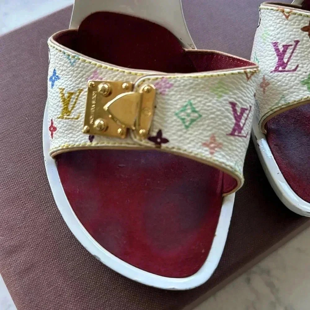 Louis Vuitton x  Murakami Mule Sandals size 36.5 white multicolor - Picture 11 of 12